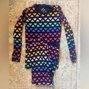 Valentine's Day rainbow heart pajamas organic cotton size 6-7